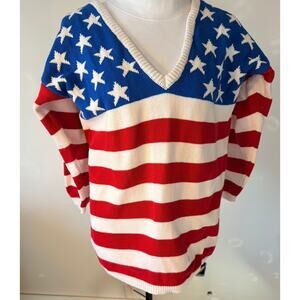 RWB sweater vintagr patriotic USA stars & stripes American Flag
